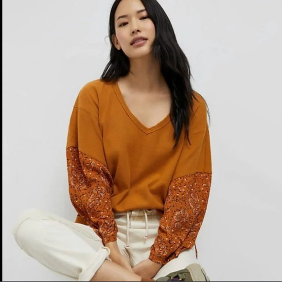 ANTHROPOLOGIE Annette Thermal Waffle Knit/Floral Top - Small - Picture 2 of 8